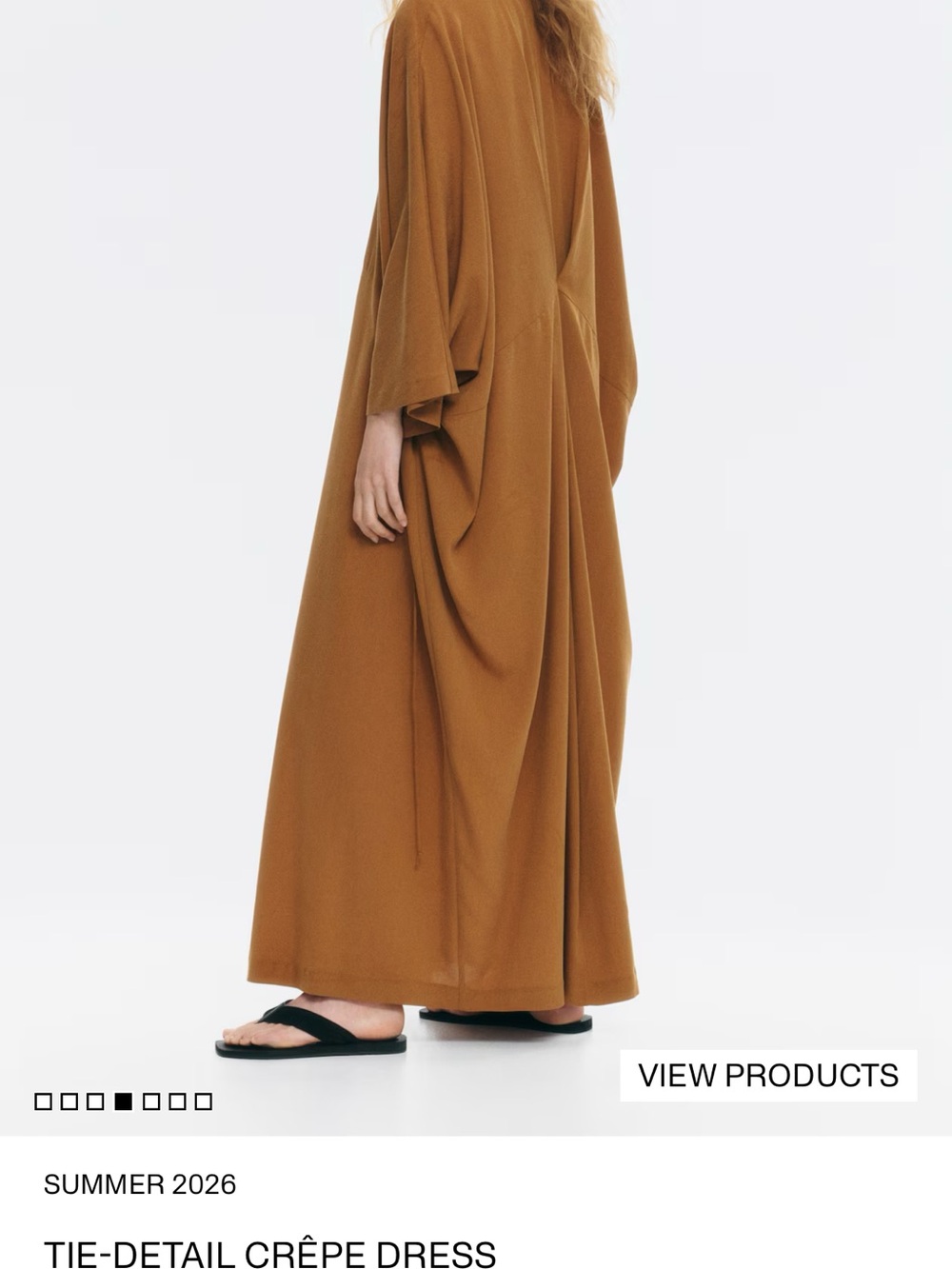 H&M V-Neck Maxi Tie-Detail Crêpe Dress kaftan - Picture 2 of 7